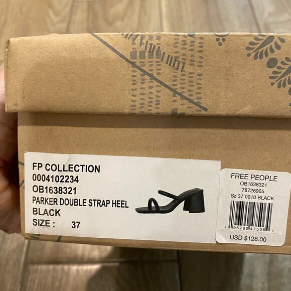 Free People Black Parker Double Strap Heel Sandal Sz 6.5 NWT - Picture 10 of 12